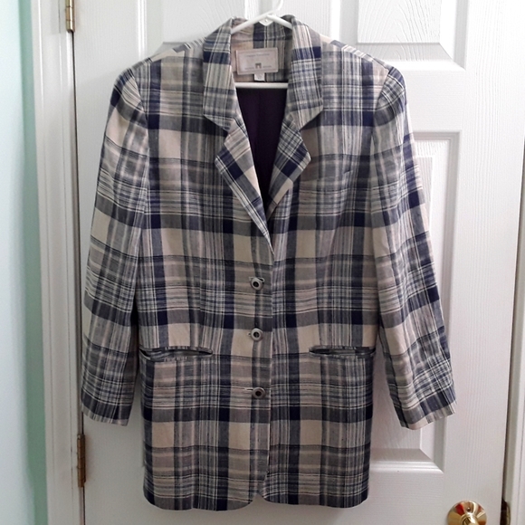 Vintage Jackets & Blazers - Vintage Express Compagnie Internationale Plaid Oversized Blazer